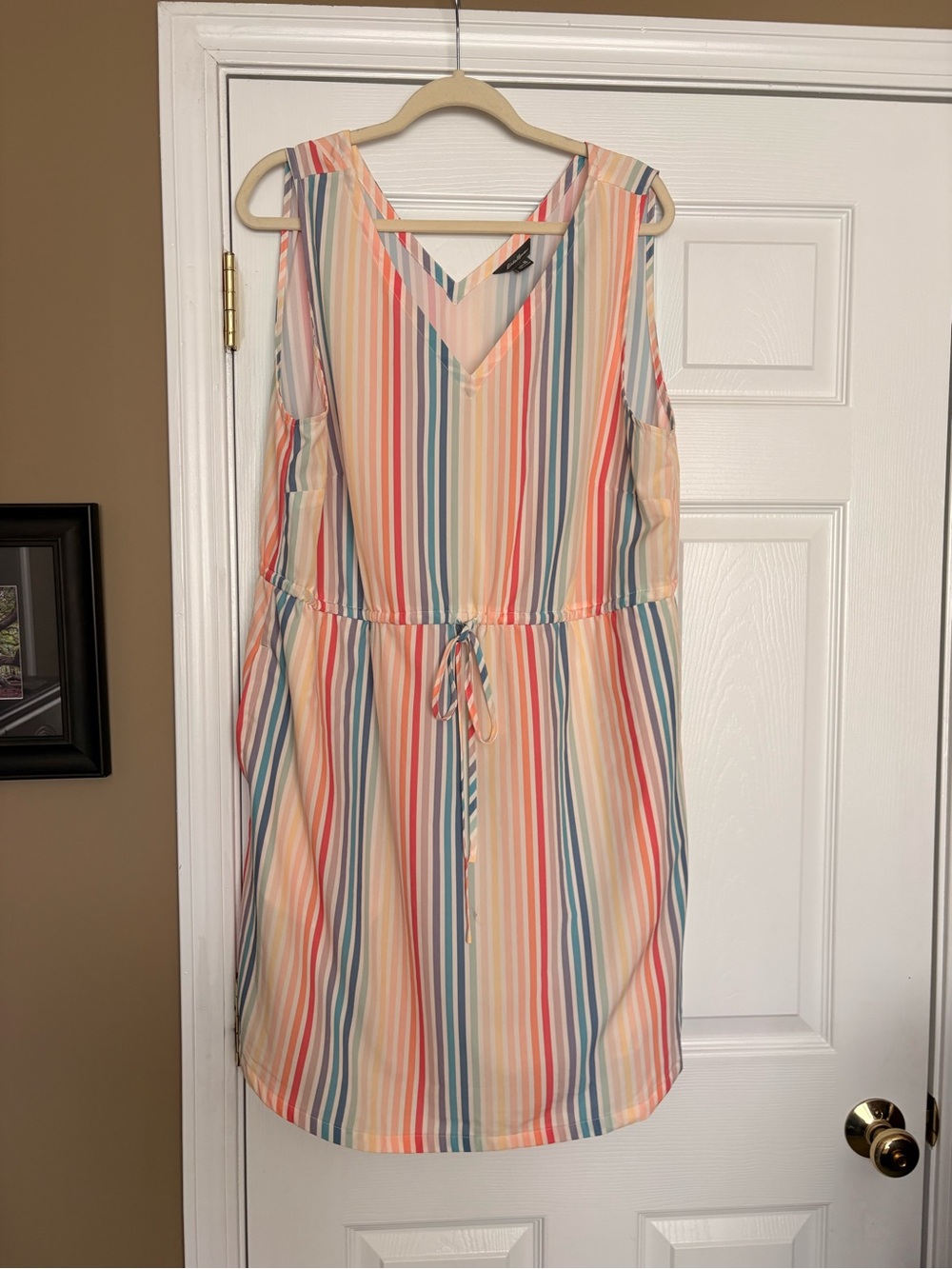 Eddie Bauer Sleeveless Multicolor Vertical Stripe Dress